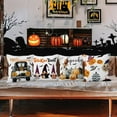 thumbnail image 4 of Halloween Pillow Covers 16x16 Set of 4, Gnomes Pumpkin Throw Pillow Covers Trick or Treat Pillowcase Fall Orange Farmhouse Truck Decorative Cushion Case for Home, 4 of 5