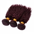 thumbnail image 2 of Brazilian Curly Hair Weft Bundles Jerry Curly 100% Human Curly Virgin Hair Weaves Unprocessed Remy Hair Extensions For Black Women Burgundy Color #99J - 20in, 2 of 6
