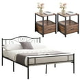 thumbnail image 2 of VECELO 3-Piece Bedroom Set Include Queen Metal Bed Frame and 2 White Nightstands (Set of 3), 2 of 10