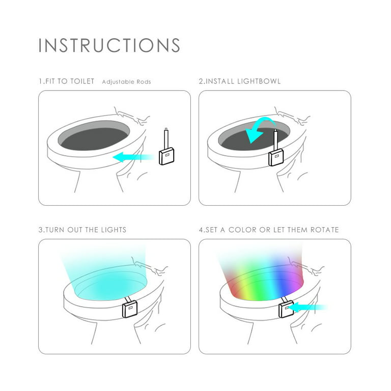 1pc Induction Hanging LED Toilet Light, Motion Activated Toilet Night  Light, 8 LED Vibrant Color Option, Flexible Sizing For Standard Or  Elongated Toilet Bathroom