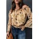 thumbnail image 2 of ABPHQTO Top corto floral con mangas acampanadas amarillas para mujer, 2 of 5