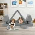 thumbnail image 2 of Costway 10 PCS Kids Play Sofa Set Modular Convertible Foam Folding Couch Toddler Playset Grey, 2 of 9