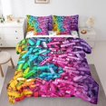 thumbnail image 1 of Building Blocks Full Comforter Set,7 Pieces Rainbow Bricks Comforters Full Bed in a Bag Gradient Watercolor Geometry Brick Bedding Comforter Sets with Comforter,Sheets,Shams & Pillowcases, 1 of 5