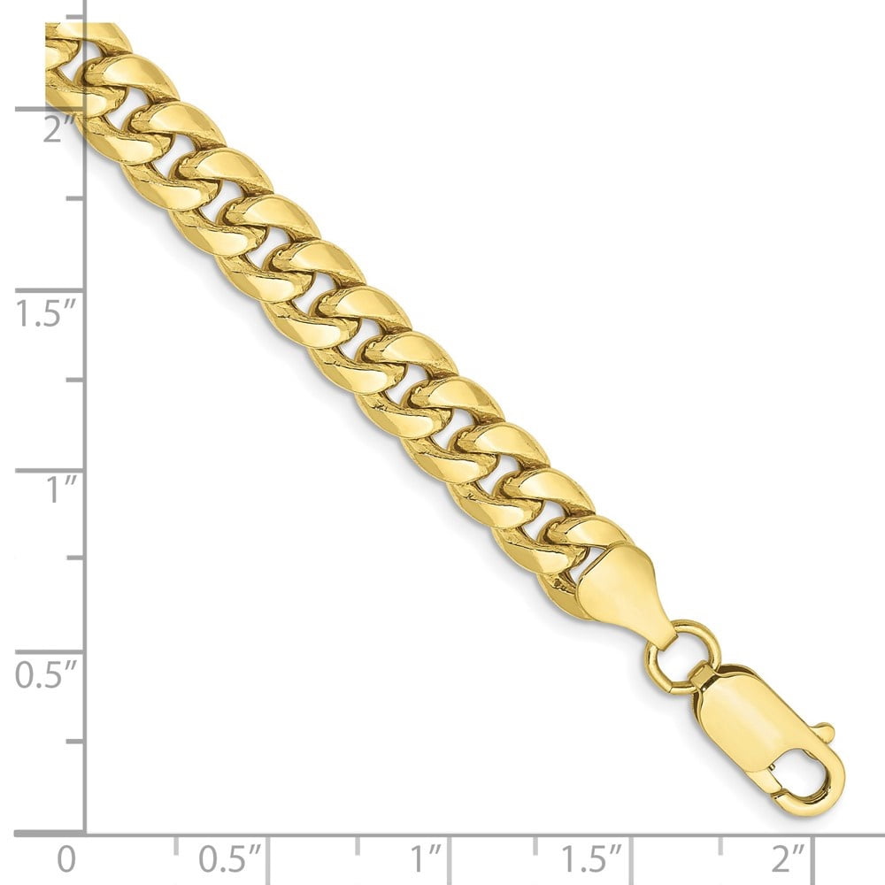 Auriga Fine Jewelry 10K Yellow Gold 6.75mm Semi-Solid Miami Cuban 8inch Chain Bracelet for Men
