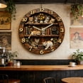 thumbnail image 4 of Wooden Wall Clock, Cats-Themed Timepiece With Quartz Movement, for Home Decor, Multicolour, 4 of 6