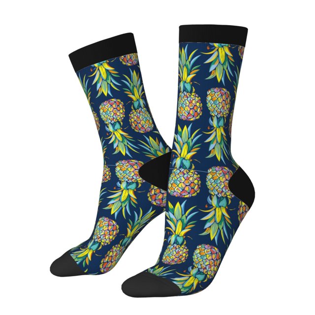 Balery Colorful Pineapples Calcetas Largas con Estampado para Hombre y Mujer – Suaves y Transpirables, Talla Única (US 5-11)