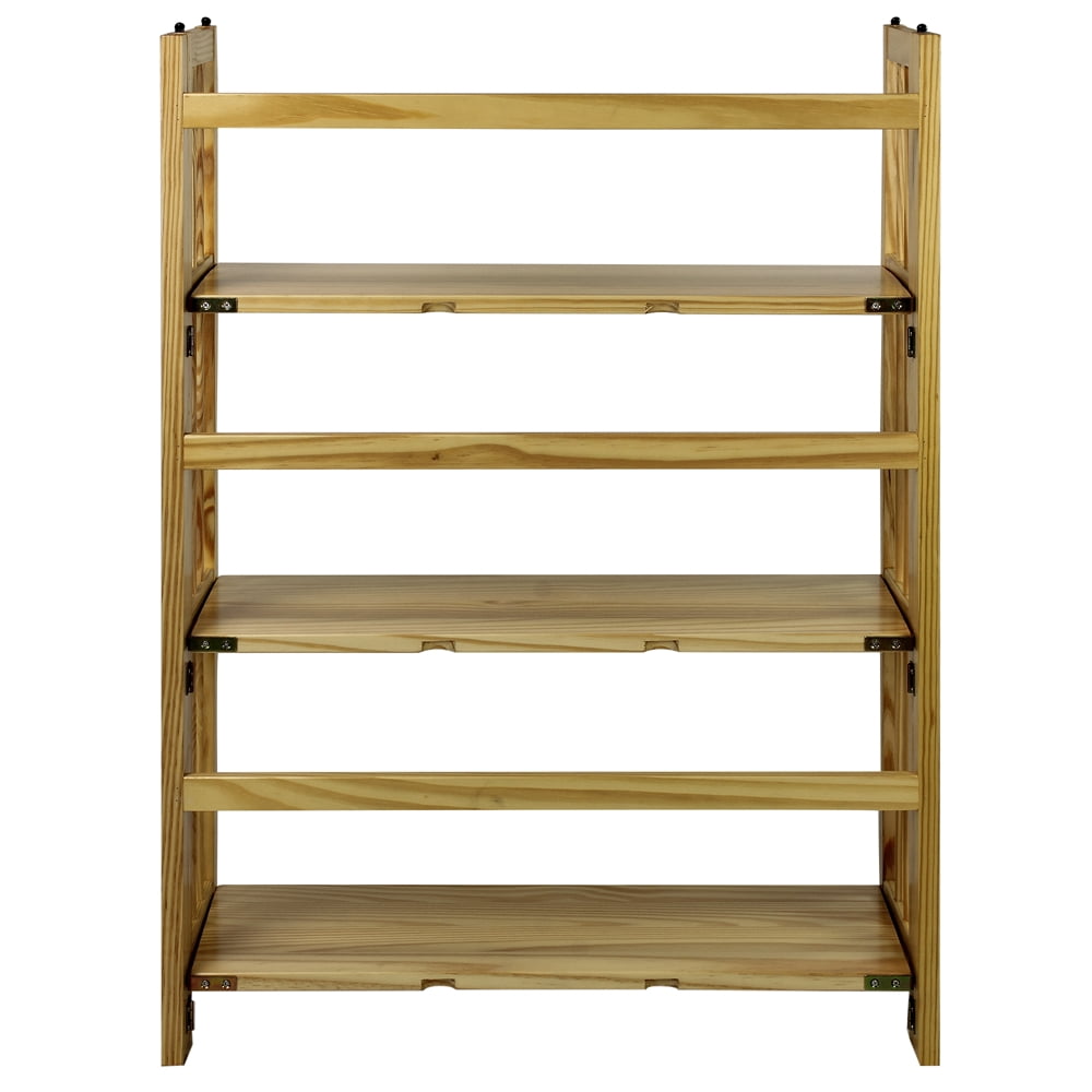 3-Shelf Folding Stackable Bookcase 27.5" Wide-Natu