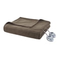 thumbnail image 1 of Serta 84" Polyester Tri-rib Fleece Fabric Heated Electric Blanket in Brown, 1 of 9