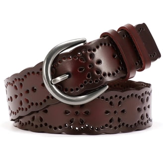 Boho Brown Embroidered Floral Buckle Belt Faux Leather Sterling & Stitch Floral Embroidered Belt - Women main image 3