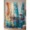 thumbnail image 4 of Abstract Boat Shower Curtain Set ，Waterproof Fabric Shower Curtains Color Oil Painting Minimalist Art Modernism Shower Curtains for Bathroom,Bathroom Decor 36"x72", 4 of 6