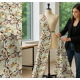 thumbnail image 5 of Soimoi Yellow Cotton Poplin Fabric Tree & American Robin Watercolor Printed Craft Fabric by The Yard 58 Inch Wide, 5 of 7