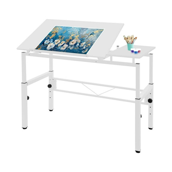 Art Drawing Desk with Two Lift Mechanisms, 39.37in Adjustment Painting Blueprint Table 0-30 ° Tiltable Tabletop Drawing Desk
