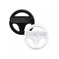 thumbnail image 2 of RetroFam 7-in-1 Racing Bundle for Wii & Wii U: 2 Racing Wheels, 2 Remote Controllers, 2 Nunchucks for Wii/Wii U & Mario Kart Wii Game (Used) - Complete 2-Player Multiplayer Set - Black & White, 2 of 5