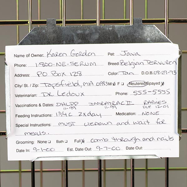 Pet Kennel Cards Vet Care Groomer Owner information Dog ID Card 100