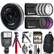 Sony E 20mm f/2.8 Lens + Slave Flash + MACRO, UV-CPL-FLD - 64GB Accessory Bundle (International Version)