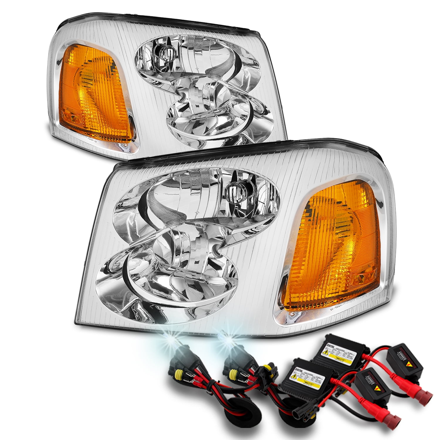 [OE Style]For 20022009 GMC Envoy SUV Chrome Bezel Headlight Assembly+