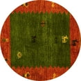 thumbnail image 1 of Ahgly Company Indoor Round Abstract Yellow Modern Area Rugs, 5' Round, 1 of 4
