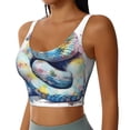thumbnail image 2 of Goofa Watercolor Snake Printed Sports Bras for Women, High Impact Running Bra Workout Crop Tank Tops Longline Sports Bra Push up-X-Large, 2 of 9