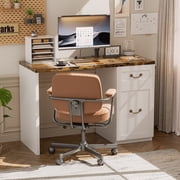 Computer Desk with Drawer and Cabinet, Home Office Desk with Storage, Modern Simple Laptop Desk Study Writing Table for Work, Small Spaces