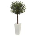 thumbnail image 1 of 5 ft. Olive Topiary Artificial Tree in White Tower Planter, 1 of 1