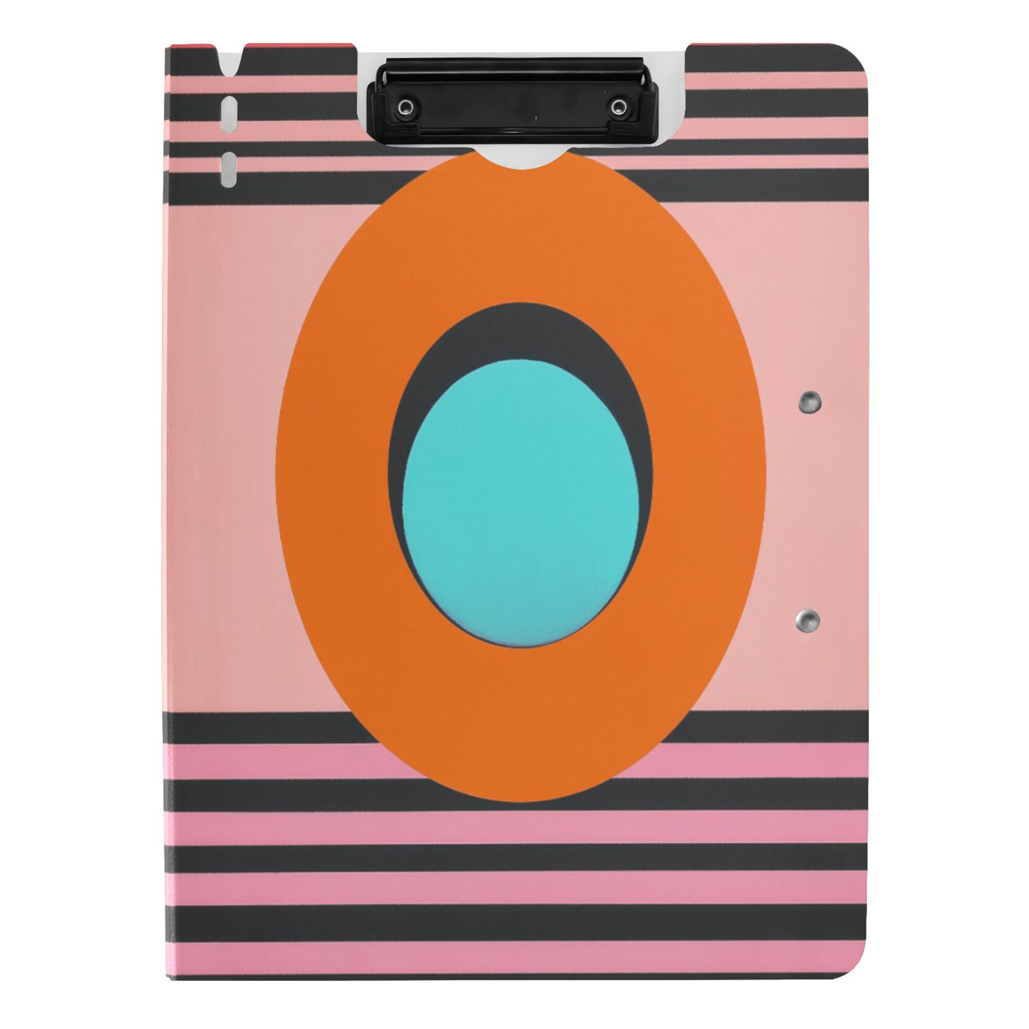 FORMRS A4 Clipboard Folder with Pen Holder Horizontal Foldable School Office Binder, Orange Circle