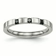 thumbnail image 1 of Acier Inoxydable Poli 3 Pierres Noir CZ 2.5mm Anneau 9 Taille, 1 of 7