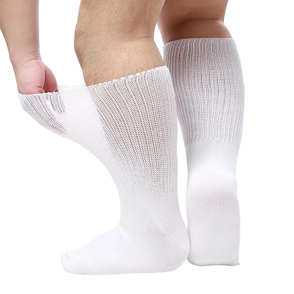 GobdXE Unisex Crew Socks Solid Extra Wide Top Loose Fit Stretchy Mesh Knit Socks for Swollen Feet Edema Diabetic Friendly Daily Casual Wear Size:S