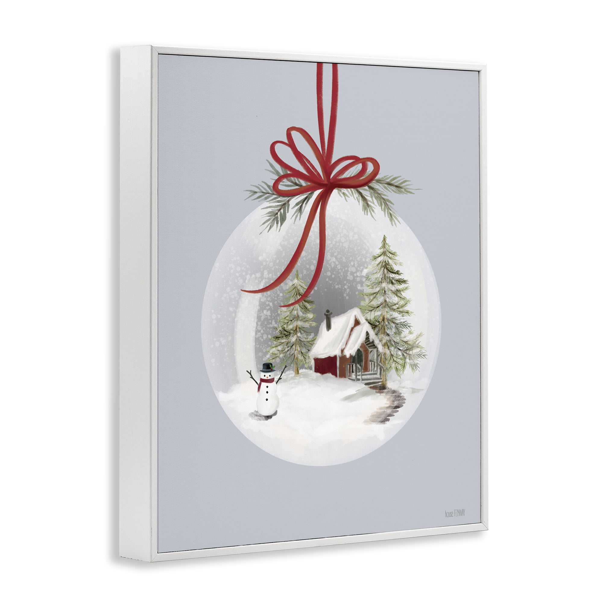 Stupell Industries Cottage Scene Snowglobe Holiday Painting White Framed Art Print Wall Art, 16 x 20