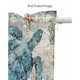 thumbnail image 5 of Teal Coastal Turtle Kitchen Valances for Windows Farmhouse Linen Window Valance Curtain for Living Room Window Treatment Vintage Summer Beach Nautical Coral Valance Rod Pocket Topper, 60 x 18 Inch, 5 of 6