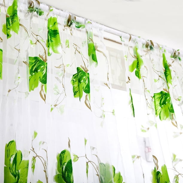Cortinas opacas de tul con flores grandes para decoración de dormitorio (verde) Ndcxsfigh Nuevos Originales