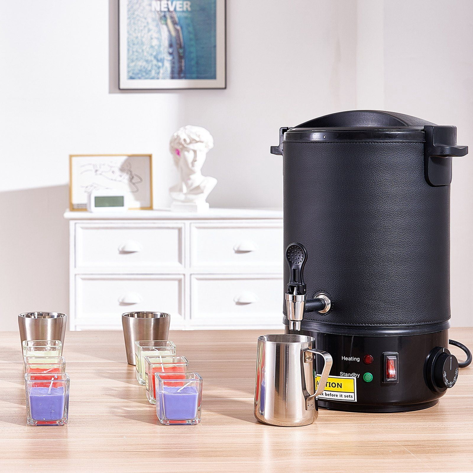 6.5L Commercial Electric Wax Melting Pot for Candle Making - 9-Temp Control, Easy-Clean Design & Precision Spout - Bulk Wax Melter for Soy/Candle/Soap Production, Home Business & DIY Crafts