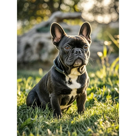 5D Diamond Art Kit,Black French Bulldog Diamond Art Decor,for Beginners Gem Craft Kits,Paint by Number Diamond Painting,DIY Full Round Drill Diamond Dot Gem Home Decor 12X16Inch