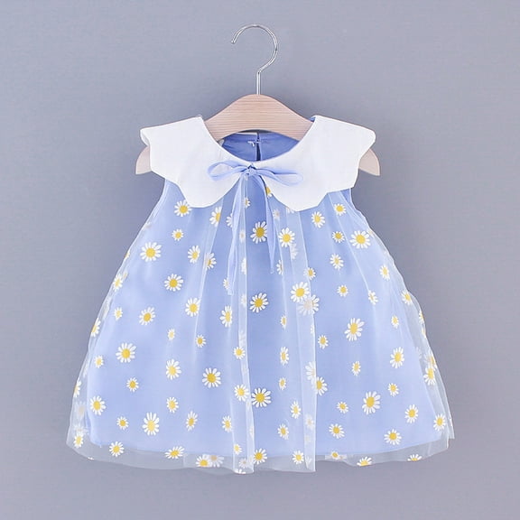 Nrmvnmi Toddler Baby Girls Sleeveless Sunflower Embroidery Tulle Princess Dress Birthday Party Dresses Sundress
