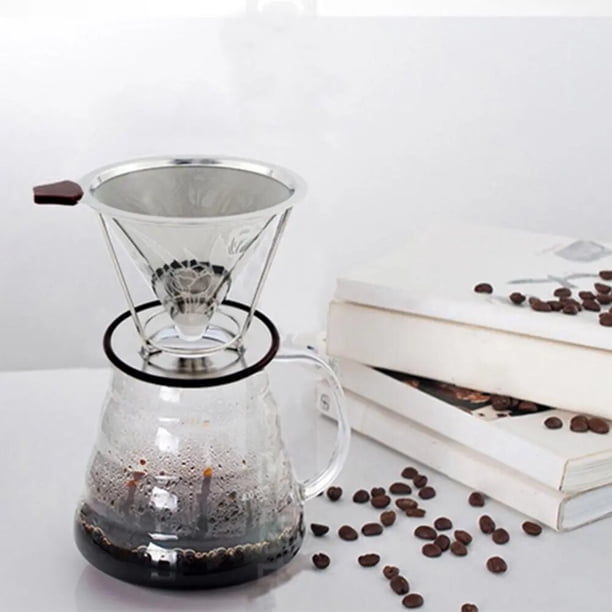 Filtro de café reutilizable, soporte de acero inoxidable, cestas de embudo de malla metálica, filtros de café por goteo, taza de filtro de café por goteo Ormromra 2029394-1