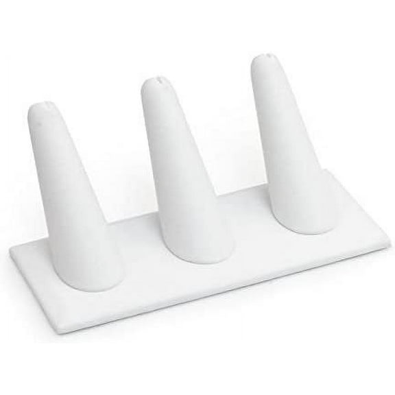 Three Finger White Leatherette Ring Display