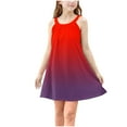 thumbnail image 2 of NJDVHB Robe d'Été pour Tout-Petit, Robe de Plage pour Fillette, Robe de Fête pour Filles, Robe Débardeur Décontractée Sans Manches à Dégradé pour Tout-Petits, Robe Trapèze à Bretelles Infroissable, Rouge, 160, 2 of 5