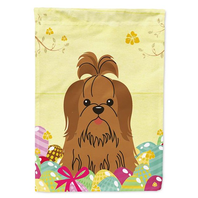Carolines Treasures BB6086GF Easter Eggs Shih Tzu Silver Chocolat Jardin Taille Drapeau