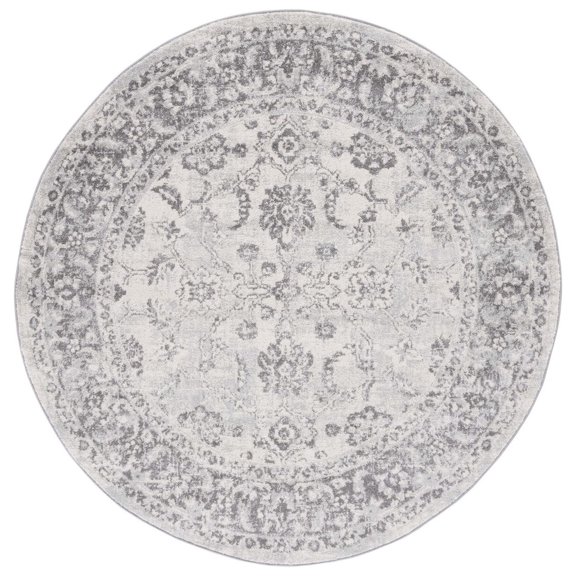 SAFAVIEH Tulum Chao Traditional Area Rug, 6'7" x 6'7" Round, Ivory/Grey
