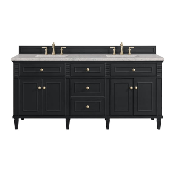 James Martin Vanities 424-V72-3Ejp Lorelai 72" Double Basin Wood Vanity Set - Black