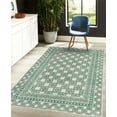 thumbnail image 4 of Vintage Decorative Rug, Ethnic Themed Squares and Circle Details Antique Themed Mesh Grid, Quality Carpet for Bedroom Dorm and Living Room, 6 Sizes, Seafoam Peach and Coconut, by Ambesonne, 4 of 4