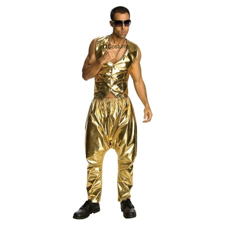 Parachute Pants Gold Lame MC Hammer Old School Adult Unisex Costume