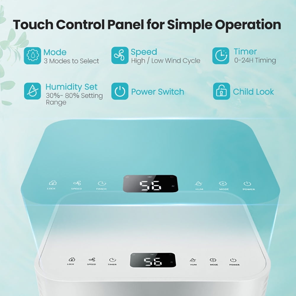 Spaco 1750 Sq. Ft 32 Pints Dehumidifier with Auto Defrost and 24H Timer Drain Hose-White, Dehumidifier for Basement and Bedroom
