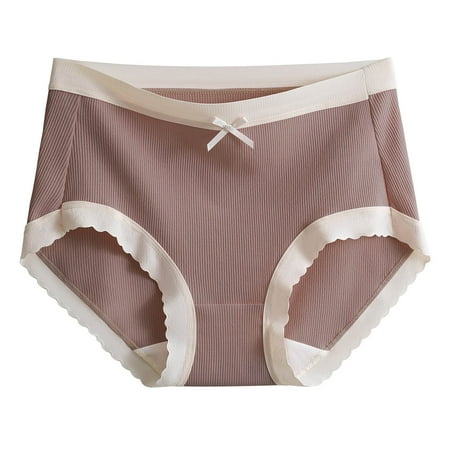 Annhoo Womens Cotton Briefs Plus Size Cute Bowknot Front High Rise Briefs Stretch Full Coverage Seamless Underwear