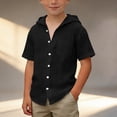 thumbnail image 2 of Conairie Boys Button Down Shirt Solid Relaxed Fit Collared Short Sleeve Tops Kids Comfortable Summer Basic Blouse 9-10 Y, 2 of 5