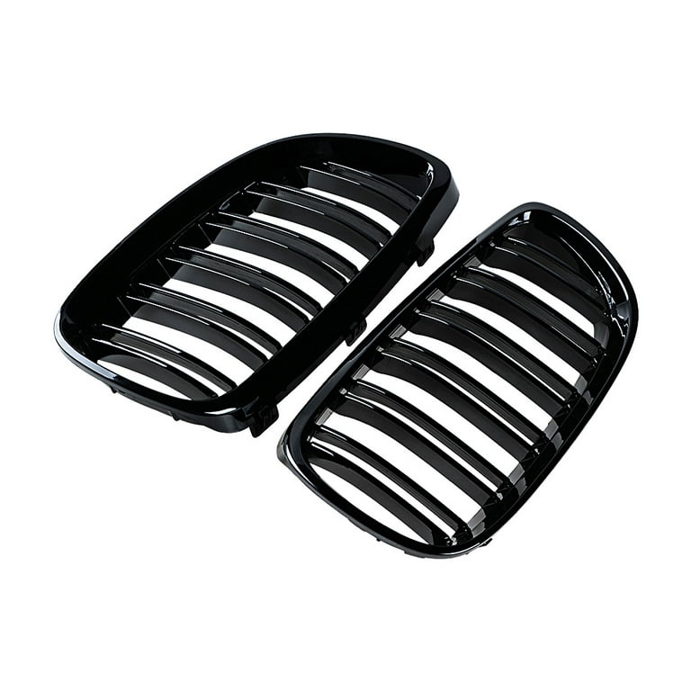 Astra Depot Gloss Black Dual Slats Front Kidney Grill Grille for