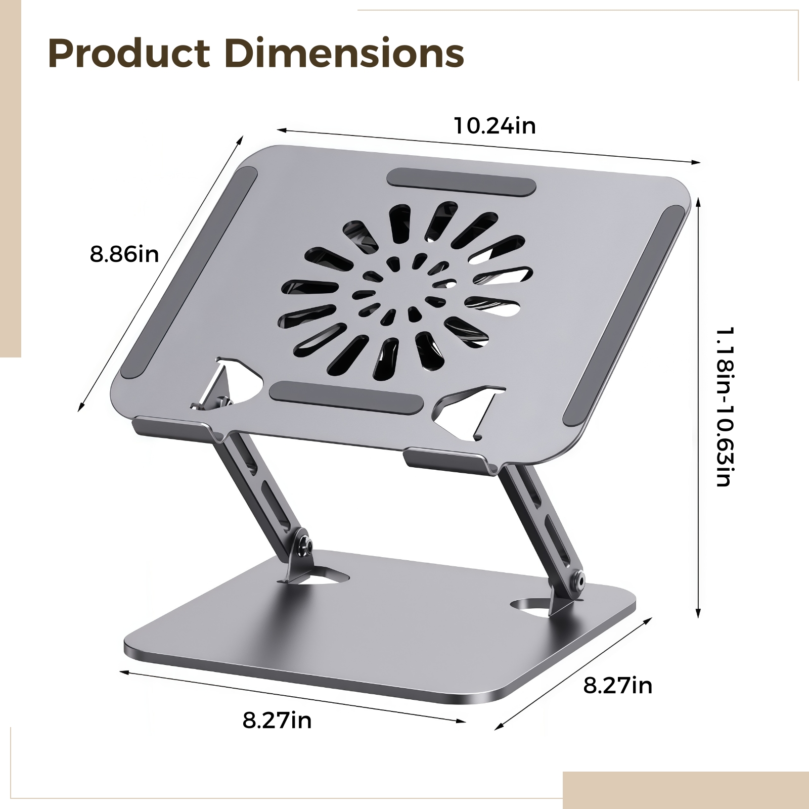Adjustable Laptop Cooling Stand with Fan, Ergonomic Desk Riser for Laptop and Tablet, Carbon Steel Frame with USB Cooling Pad, Anti-Slip Base, Compatible with 10鈥?7 Inch Devices