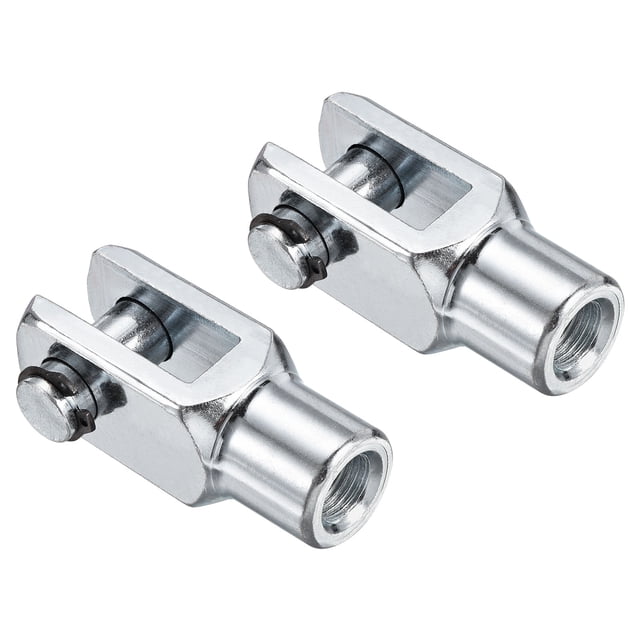 Unique Bargains Air Cylinder Rod Clevis End M12x1.25 Female Thread Y Connector, Silver 2 Pack