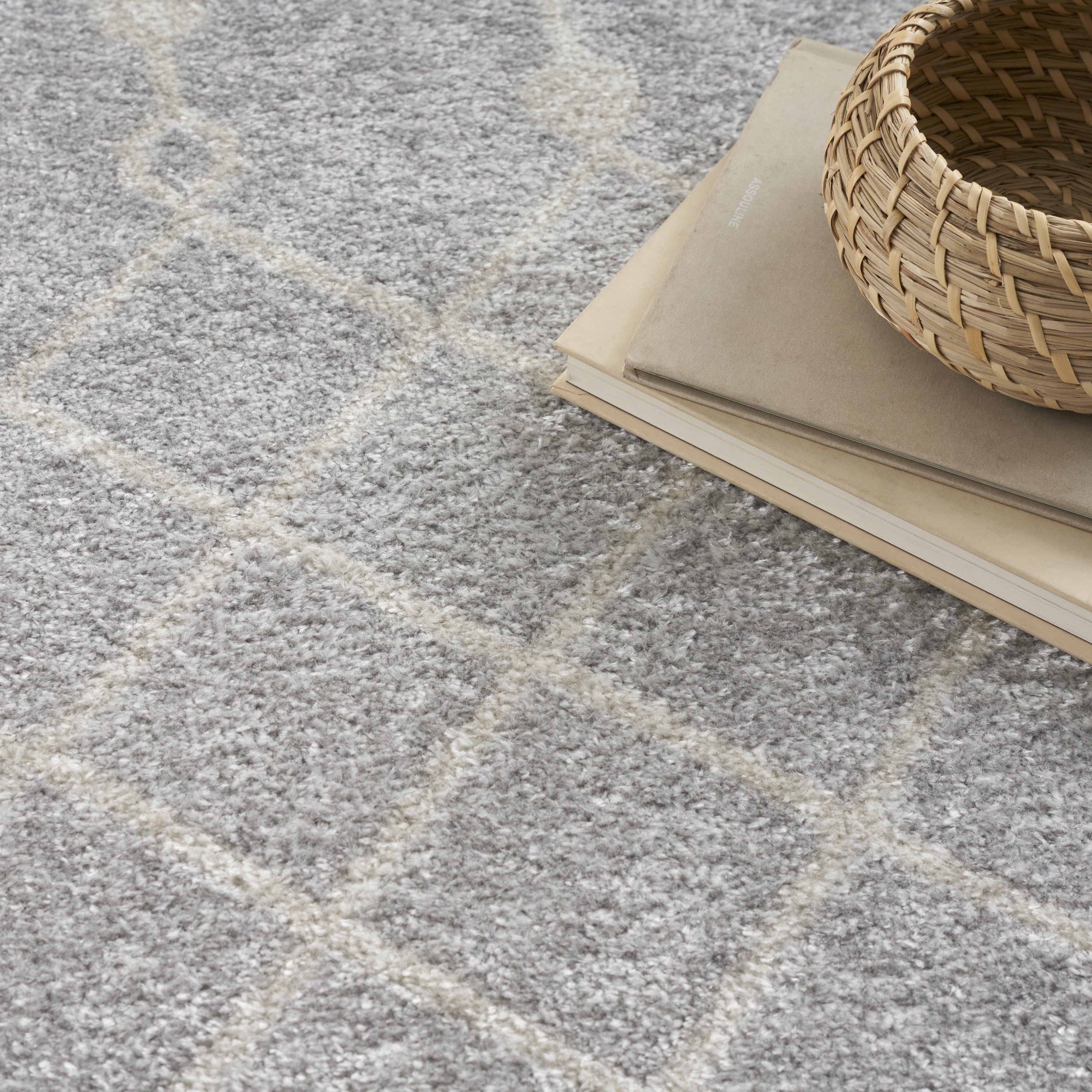 Nourison Astra Machine Washable Moroccan Grey 9' x 12' Area Rug (9x12)