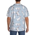 thumbnail image 5 of Vsdgher Rabbit Is Eating Carrots Print Men's Wrinkle Free Untucked Cuban Shirt Business Casual Button Down Shirts Short Sleeve Shirt, 5 of 7
