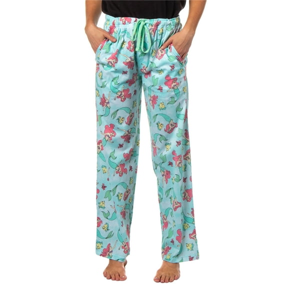 Disney Adult The Little Mermaid Ariel Flounder Sebastian All Over Print Pajama Sleep Lounge Pants For Men and Women